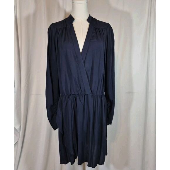 Zadig & Voltaire Womens Designer Navy Blue Satin Reveal Stain Dress Large - Picture 4 of 11